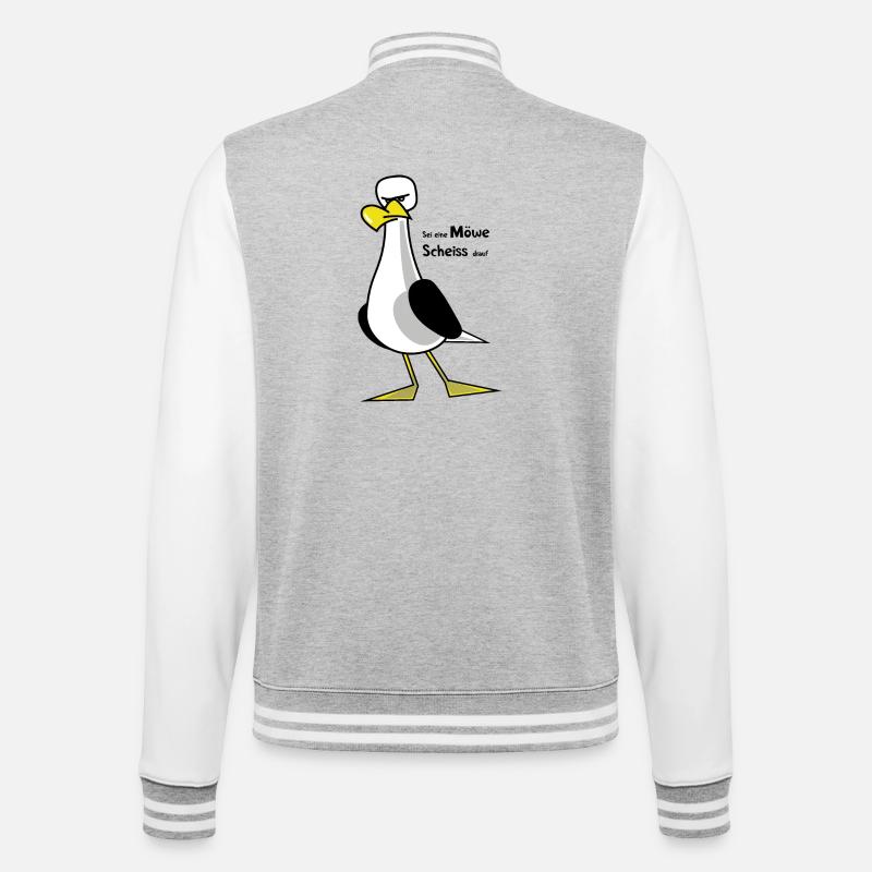 Sei eine Möwe ... - College-Sweatjacke - Grau meliert/Weiß