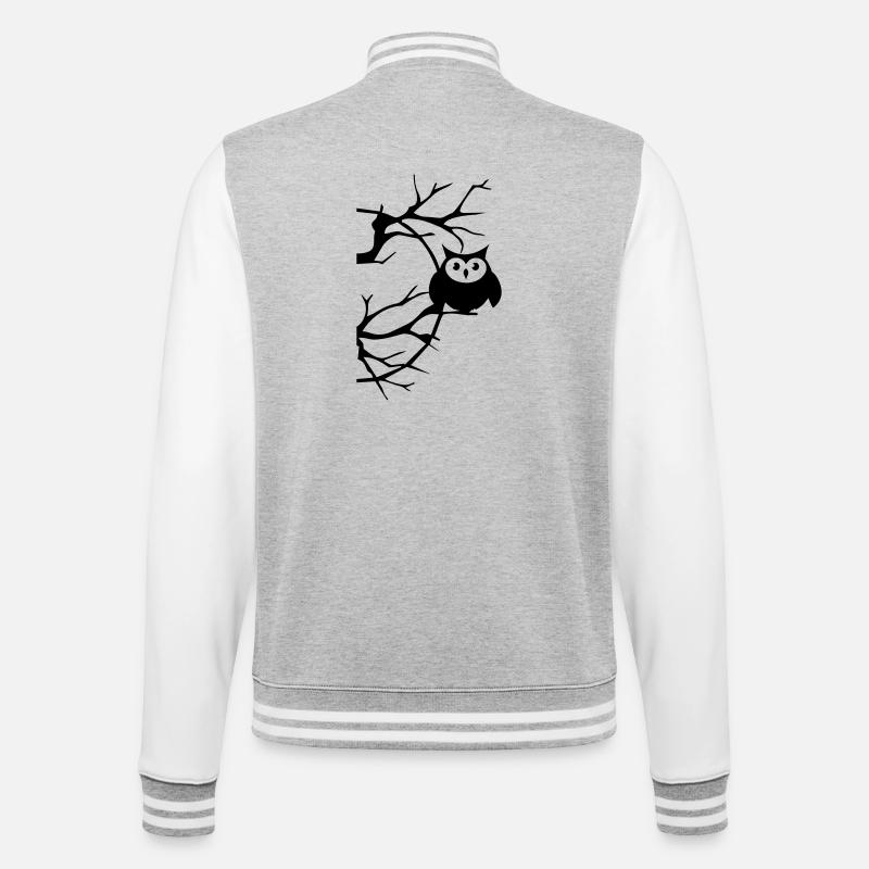 Eule - College-Sweatjacke - Grau meliert/Weiß