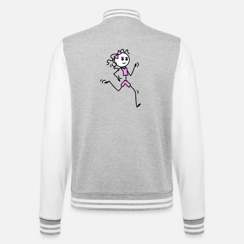Ich laufe, Läufermädchen mit Fliege - College-Sweatjacke - Grau meliert/Weiß