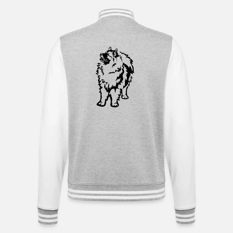 Wolfsspitz - College-Sweatjacke - Grau meliert/Weiß