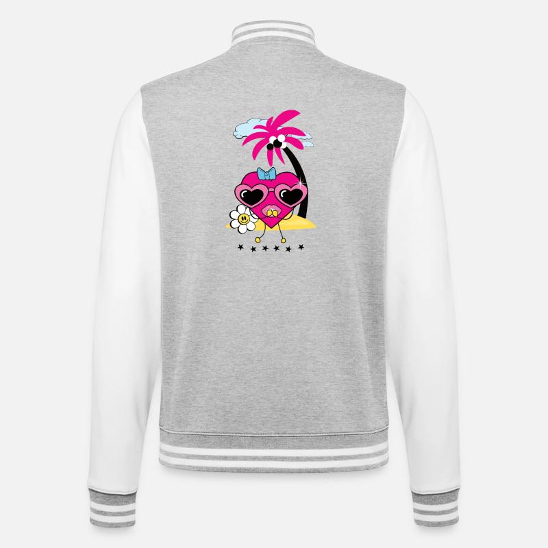 Herz auf Insel - College-Sweatjacke - Grau meliert/Weiß