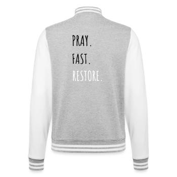 Restoration - College Sweat Jacket - heather grey/white - Back - Marisol (170cm)