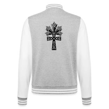 Croix celtique étoiles brillantes - Veste Teddy - gris chiné / blanc - Dos - Marisol (170cm)