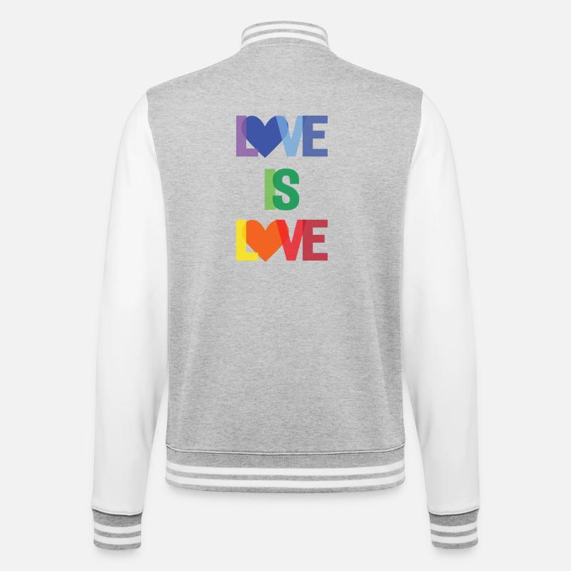 Pride Month - Love is Love - College Sweat Jacket - heather grey/white