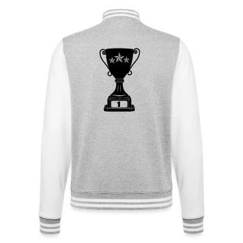 Großer Pokal Nummer 1 - College-Sweatjacke - Grau meliert/Weiß - Hinten - Marisol (170cm)