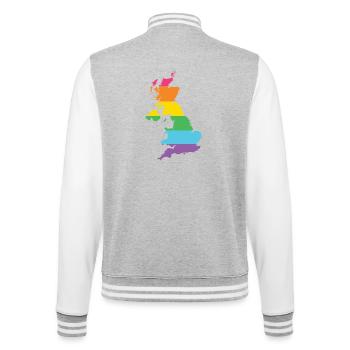 LGBTQ Großbritannien - College-Sweatjacke - Grau meliert/Weiß - Hinten - Marisol (170cm)
