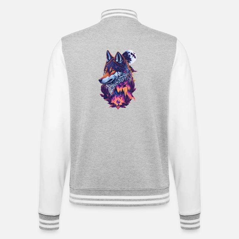 Wolf - College-Sweatjacke - Grau meliert/Weiß