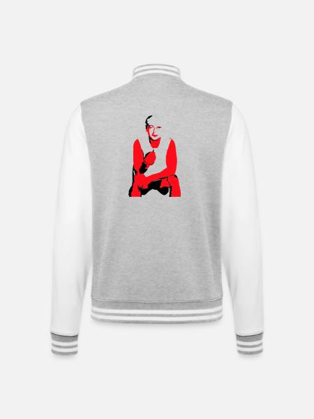 Frère - Veste Teddy - gris chiné / blanc