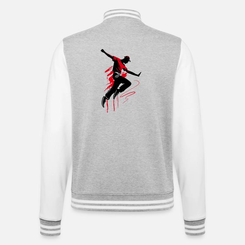 Breakdancer Dancer Silhouette en Rouge Noir - Veste Teddy - gris chiné / blanc