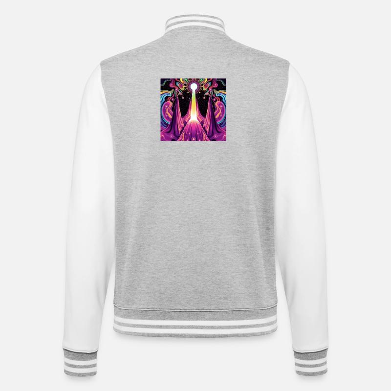 Psychedelic - College-Sweatjacke - Grau meliert/Weiß