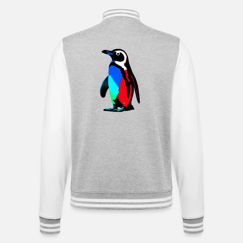 Pinguin - College-Sweatjacke - Grau meliert/Weiß