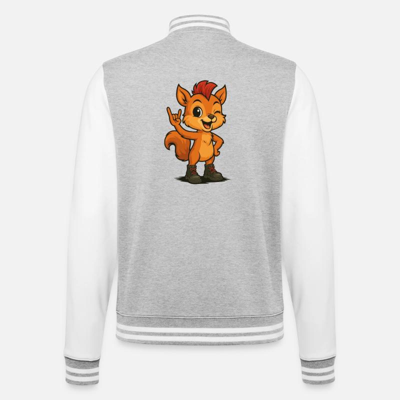 Punk Rock Squirrel - College-Sweatjacke - Grau meliert/Weiß