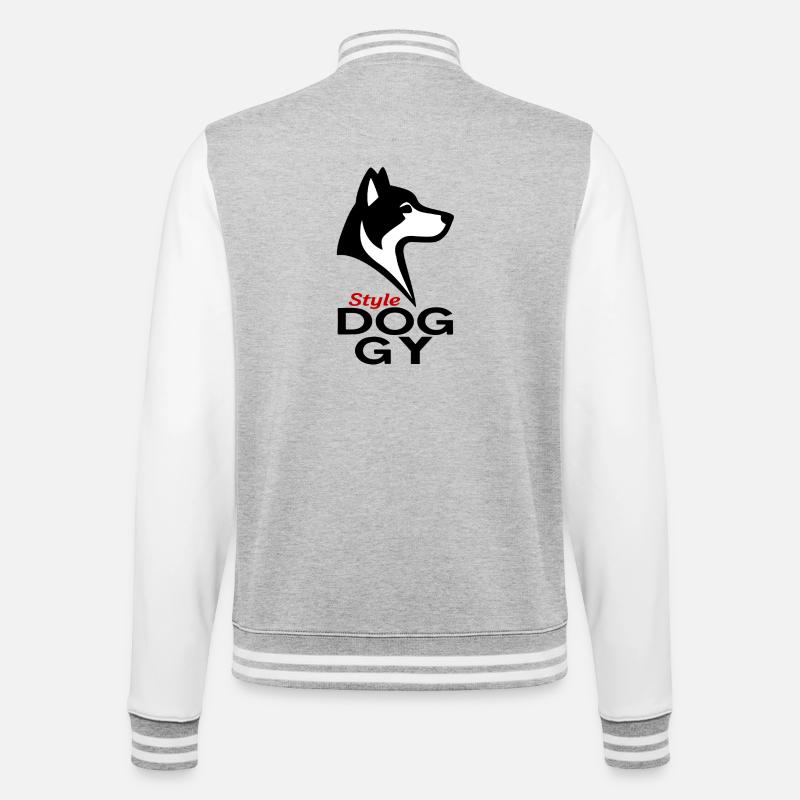 Dogstyle - College-Sweatjacke - Grau meliert/Weiß