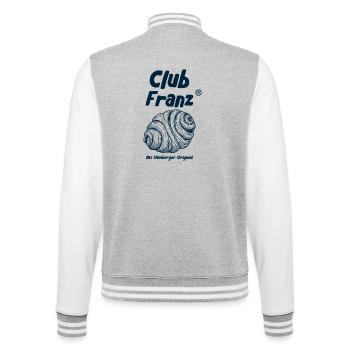 Club Franz - das Hamburger Original - College-Sweatjacke - Grau meliert/Weiß - Hinten - Marisol (170cm)