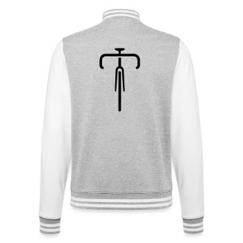 Icône de vélo de route stylisée à l’avant - Veste Teddy - gris chiné / blanc - Dos - Marisol (170cm)