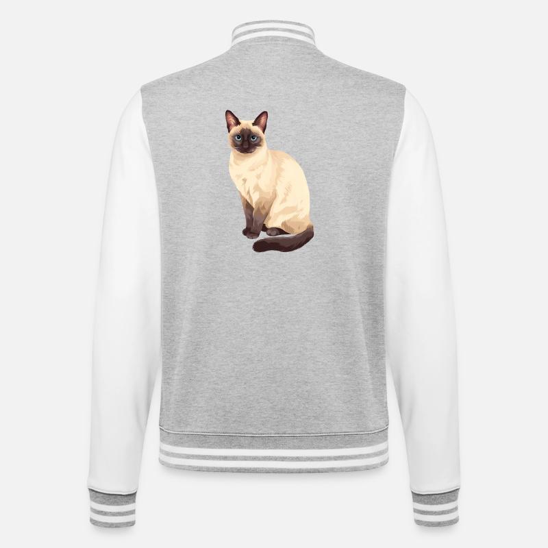 Siamese Cat Sitting Cat Lover - College Sweat Jacket - heather grey/white
