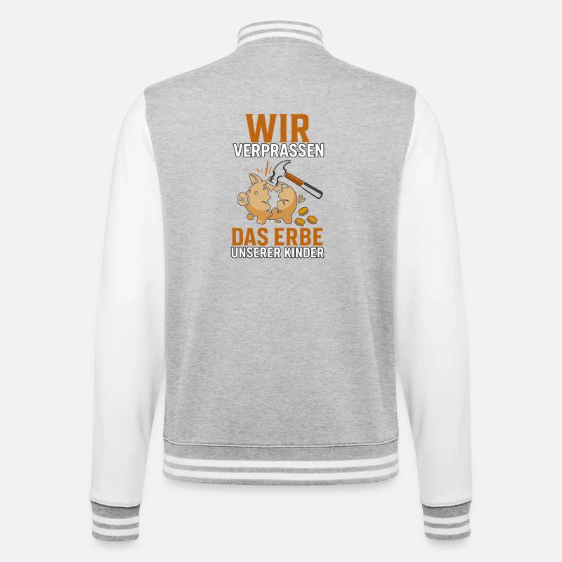 We are squandering our children's inheritance - College Sweat Jacket - heather grey/white