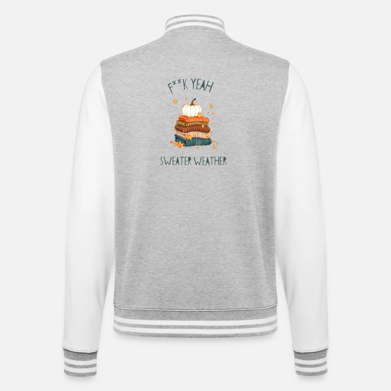 Herbstlicher Pulloverstapel - College-Sweatjacke - Grau meliert/Weiß