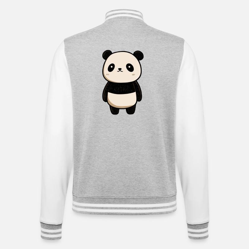 dessin panda, panda mignon, bébé panda - Veste Teddy - gris chiné / blanc