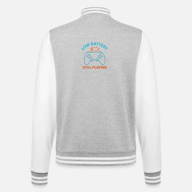 Low battery Keep playing - College Sweat Jacket - heather grey/white