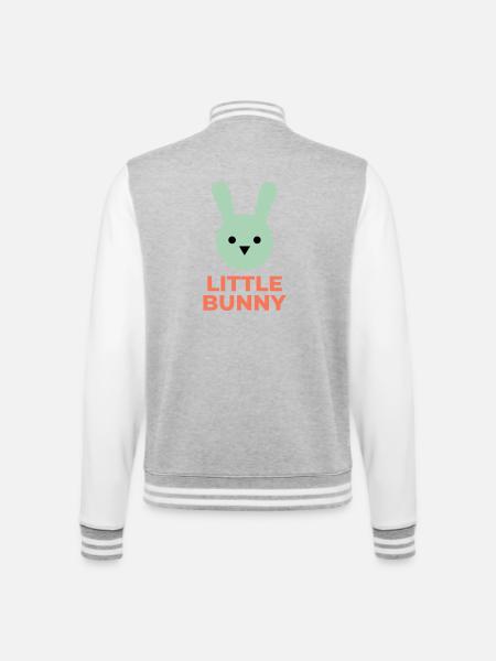 Mint Bunny and Little Bunny Text - College Sweat Jacket - heather grey/white