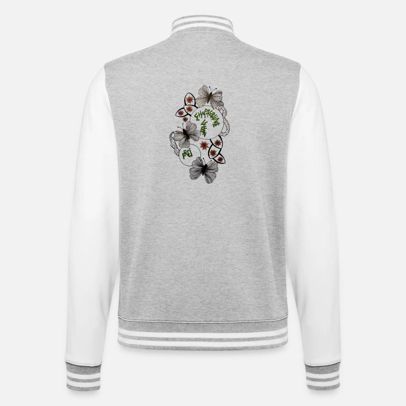 Hand Drawn Butterfly Floral Pattern - College Sweat Jacket - heather grey/white