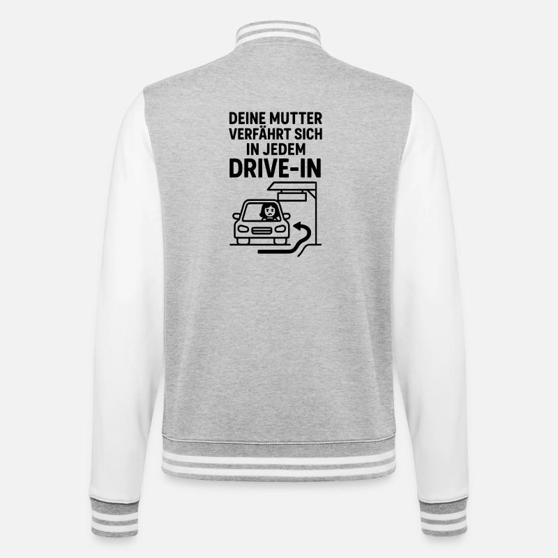 Your Mudda Drive In - College Sweat Jacket - heather grey/white