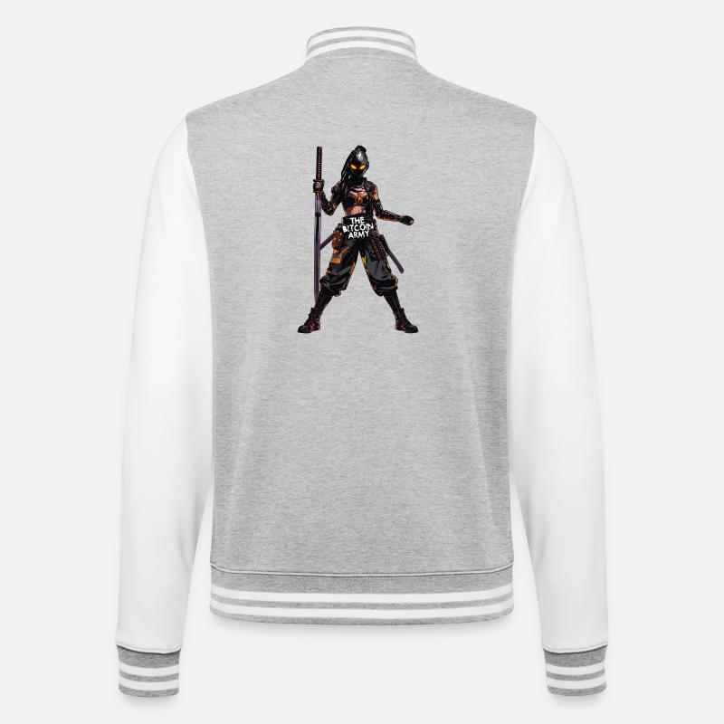 Bitcoin Bazooka – Die Bitcoin-Armee – Samurai 03 - College-Sweatjacke - Grau meliert/Weiß