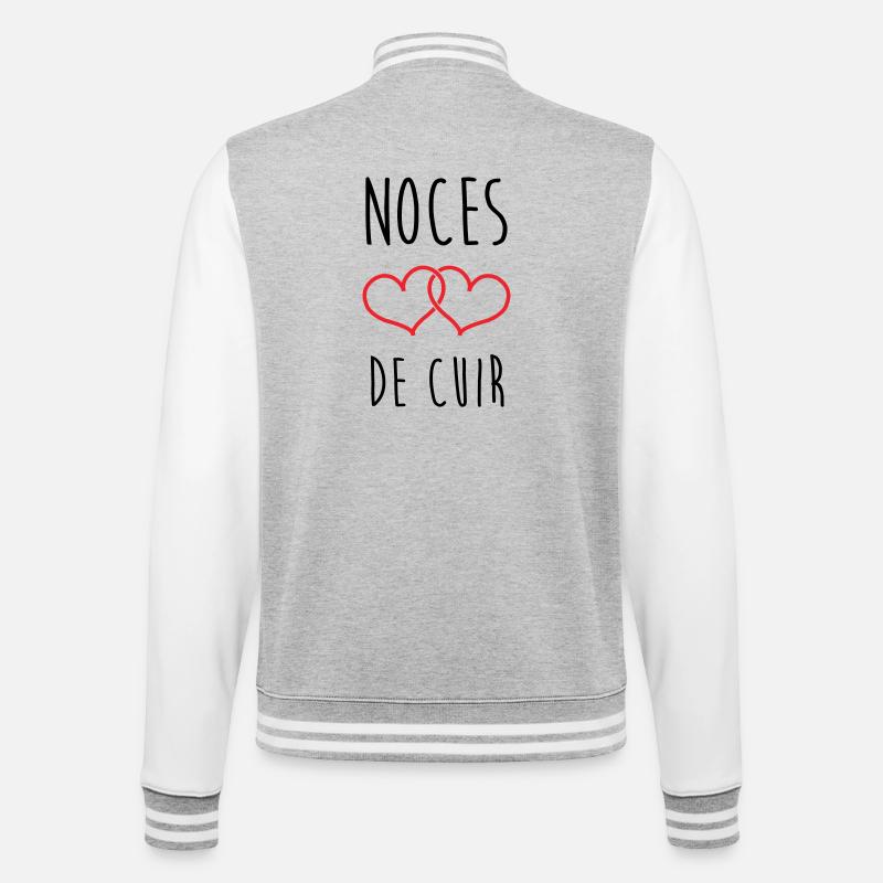 noces de cuir 2 ans d'amour - Veste Teddy - gris chiné / blanc