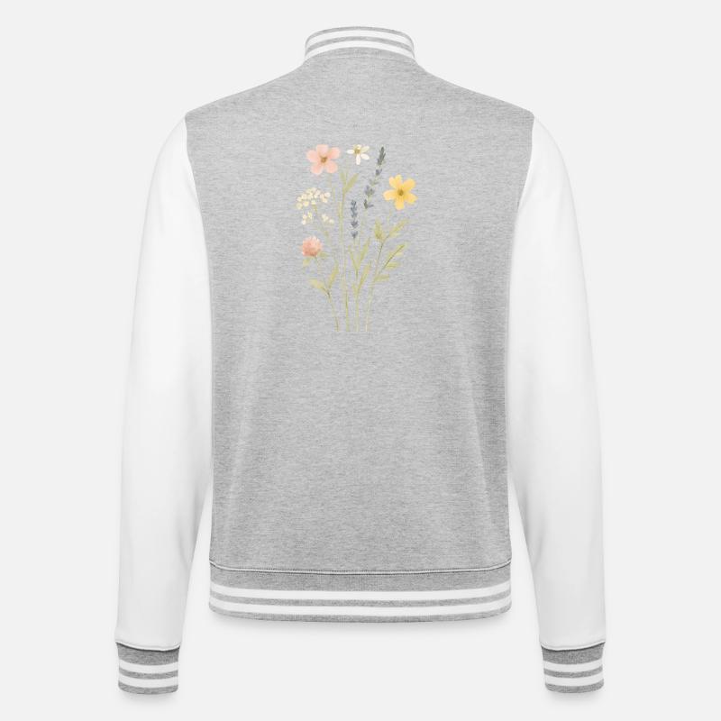 Prairie aquarelle de fleurs sauvages - Veste Teddy - gris chiné / blanc