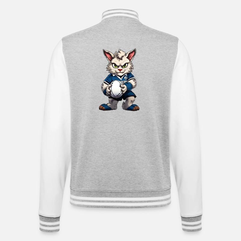 Rugby Cat - College Sweat Jacket - heather grey/white