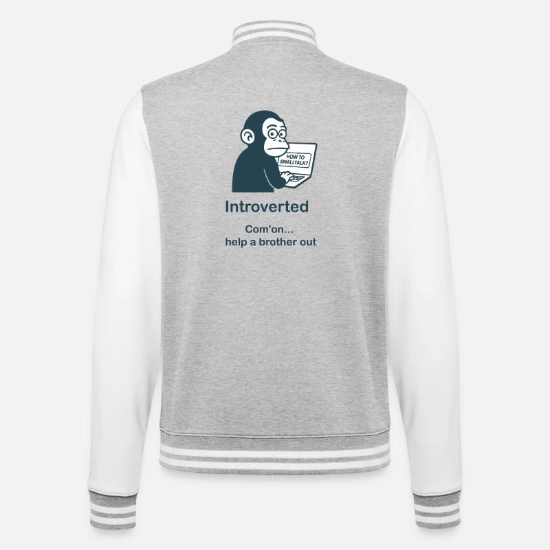 Introvertiert – Hilfe - College-Sweatjacke - Grau meliert/Weiß