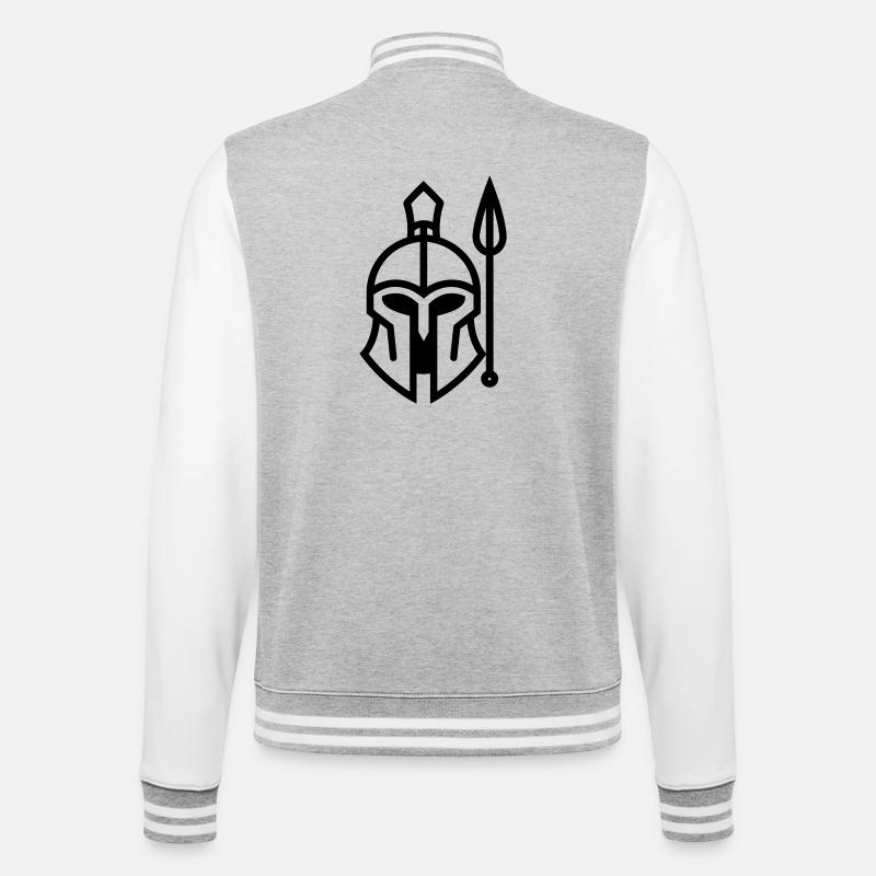 Spartanisch - College-Sweatjacke - Grau meliert/Weiß