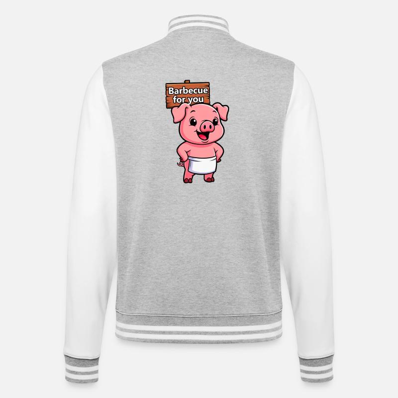 Panneau de cricket avec cochon - Veste Teddy - gris chiné / blanc