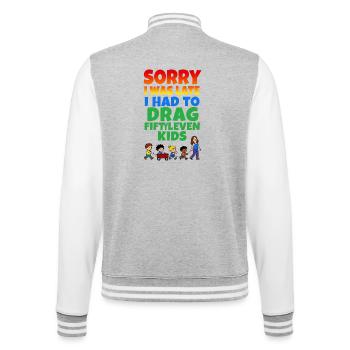 Late because the children are pulling - College Sweat Jacket - heather grey/white - Back - Marisol (170cm)