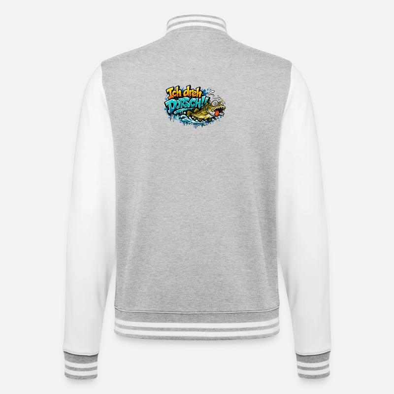 I Shoot Cod Graffiti Fish - College Sweat Jacket - heather grey/white
