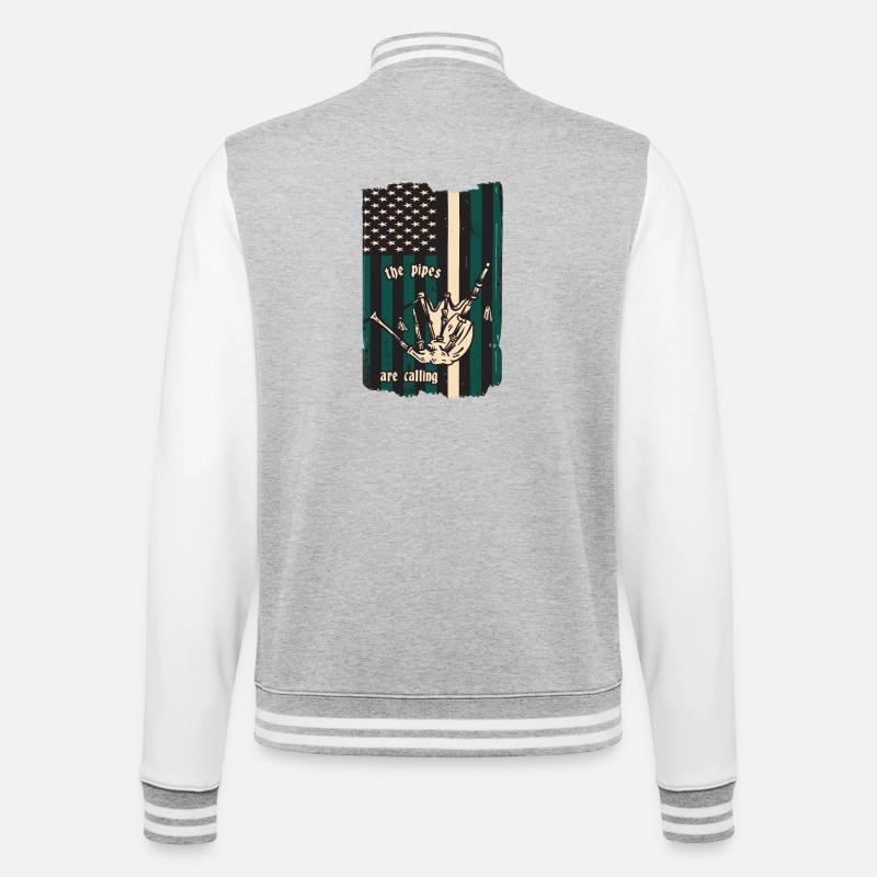 Dudelsack Spieler - College-Sweatjacke - Grau meliert/Weiß