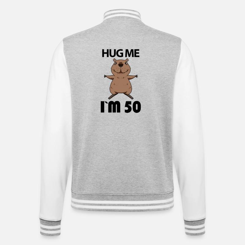 50 ans - 50 ans - Hug - Veste Teddy - gris chiné / blanc
