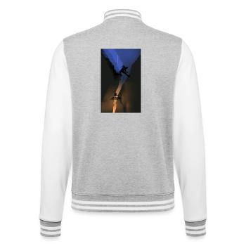 Height and depth: A captivating silhouette - College Sweat Jacket - heather grey/white - Back - Marisol (170cm)