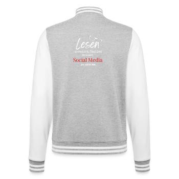 Lehrmotivation mit Brille - College-Sweatjacke - Grau meliert/Weiß - Hinten - Marisol (170cm)