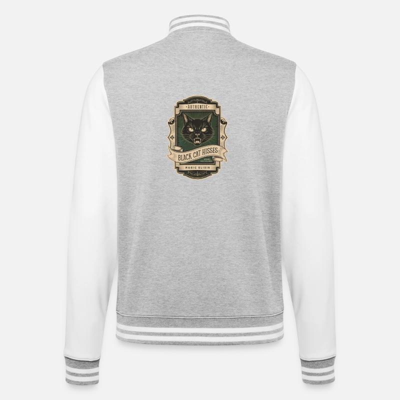 Retro Label Shirt 2nd / Black Cat - College Sweat Jacket - heather grey/white