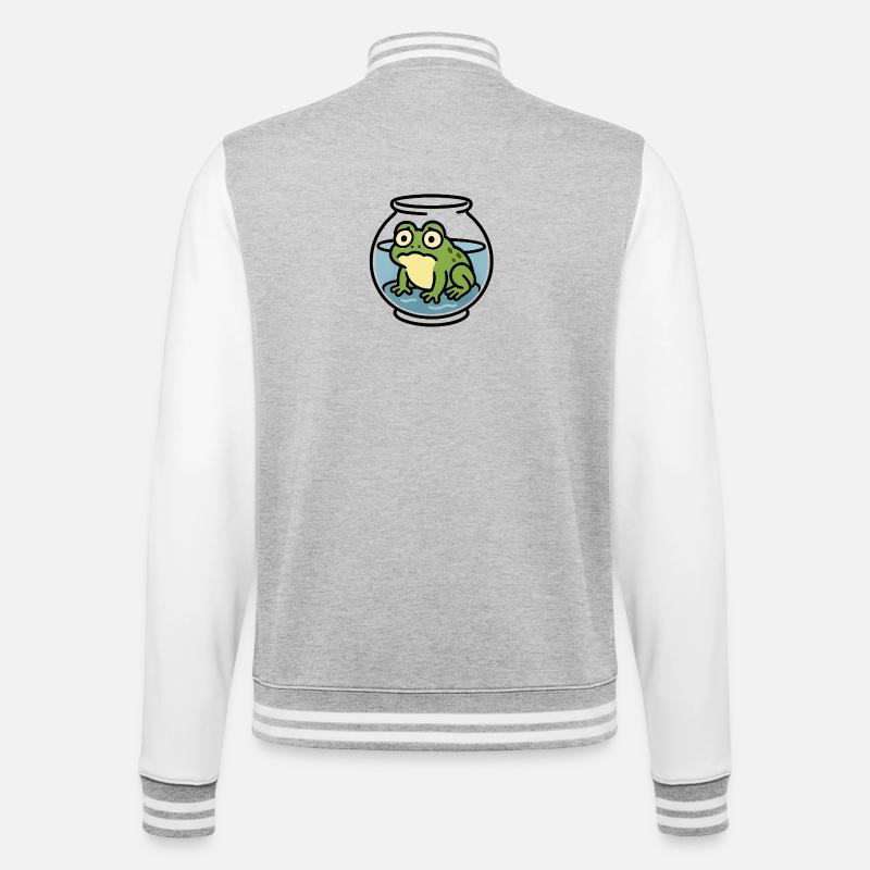 Grenouille dans un bol - Veste Teddy - gris chiné / blanc