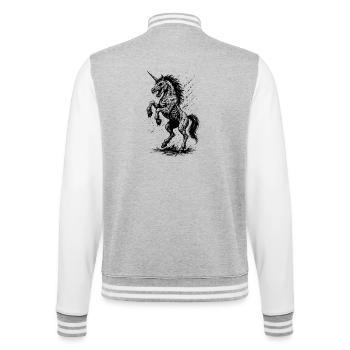 Einhorn Dämmerung - College-Sweatjacke - Grau meliert/Weiß - Hinten - Marisol (170cm)