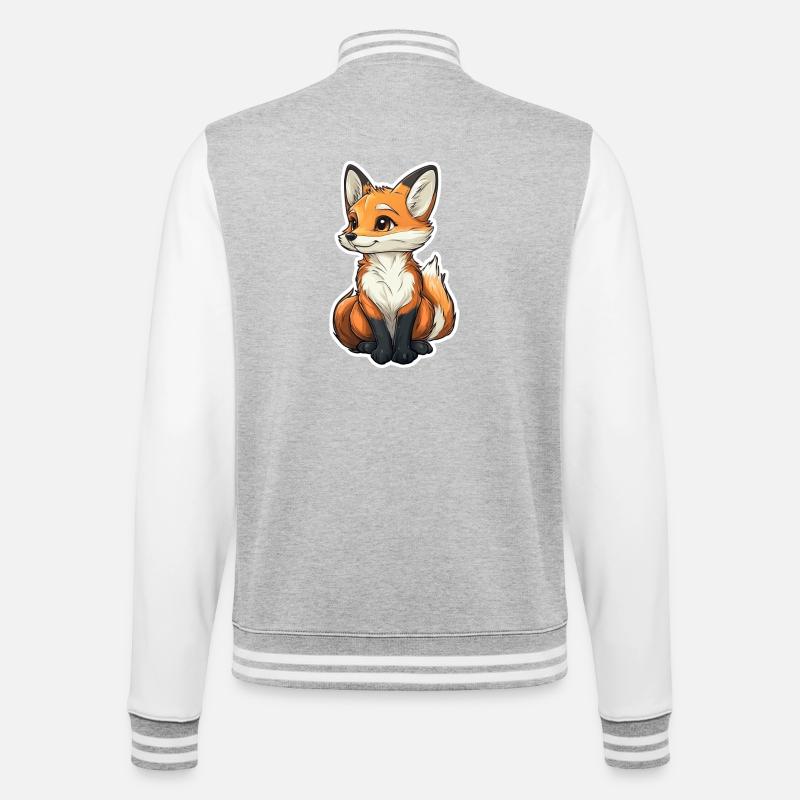Fuchs - College-Sweatjacke - Grau meliert/Weiß