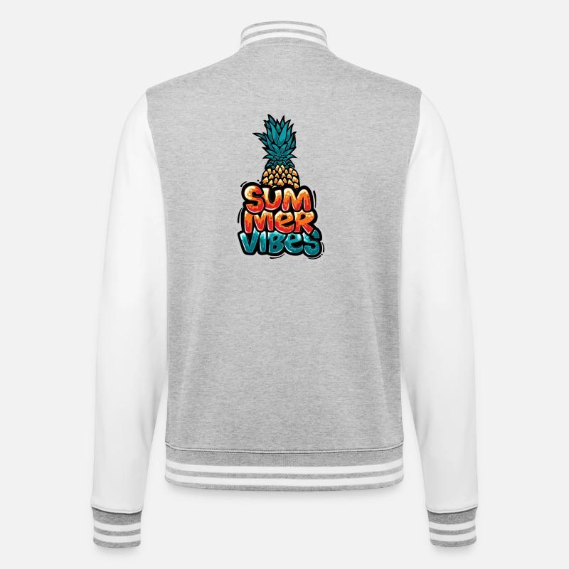 Sommer Vibes Ananas Design - College-Sweatjacke - Grau meliert/Weiß