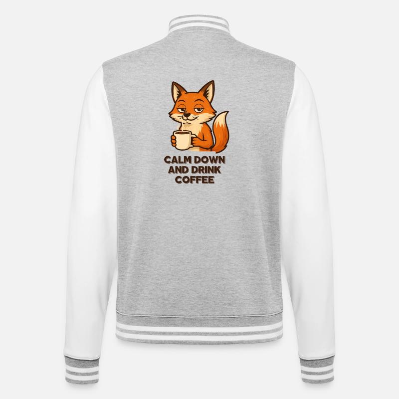 Kaffee Fuchs Chillmodus Espresso Design Tiere - College-Sweatjacke - Grau meliert/Weiß