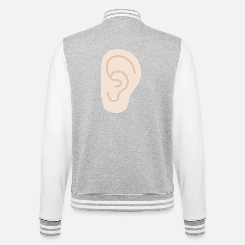 Ear: Soft Peach Line Art - College Sweat Jacket - heather grey/white