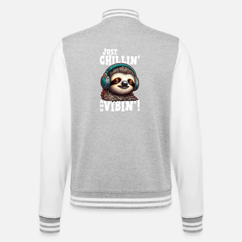 Sloth Chill Vibin graphic - College Sweat Jacket - heather grey/white