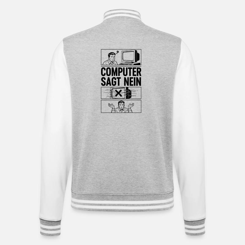 Computer sagt Nein Comic Design - College-Sweatjacke - Grau meliert/Weiß
