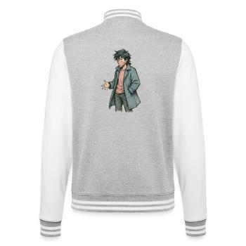Rebelle manga masquée en trench-coat - Veste Teddy - gris chiné / blanc - Dos - Marisol (170cm)